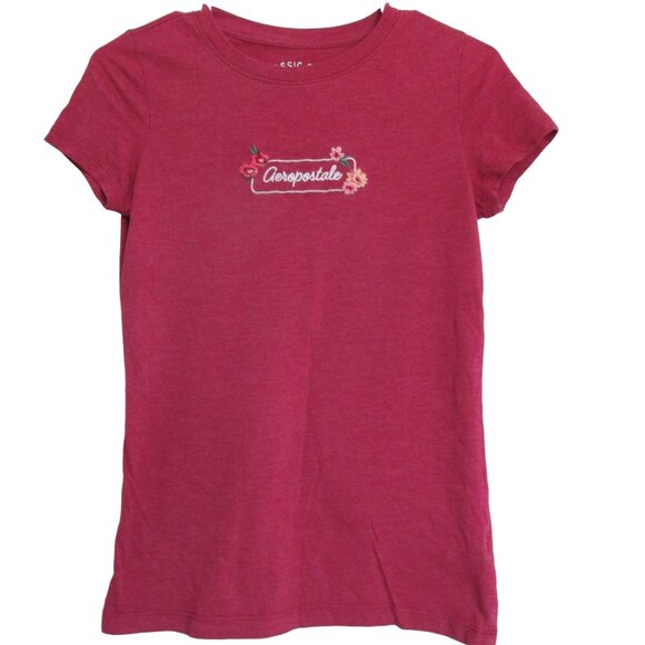 Aeropostale Classic Crew T Shirt Womens Medium Pink Short Sleeve Pullover Tee - Picture 1 of 5